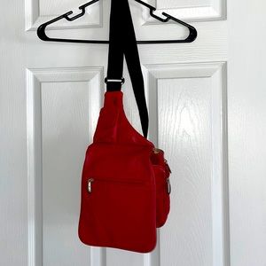 Red leather travelon purse with passport holder